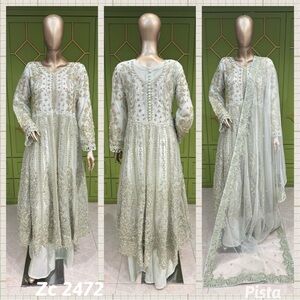 Elegant Embroidered Green Dress